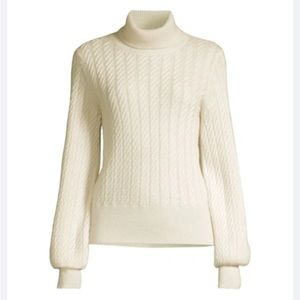 NWT Elie Tahari 100% Cashmere Cable Knit Turtleneck Sweater - sz M